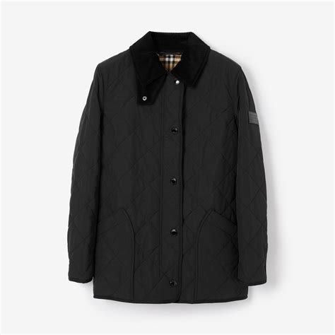 burberry rib knit panel diamond quilted barn jacket|Quilted Thermoregulated Barn Jacket in Black .